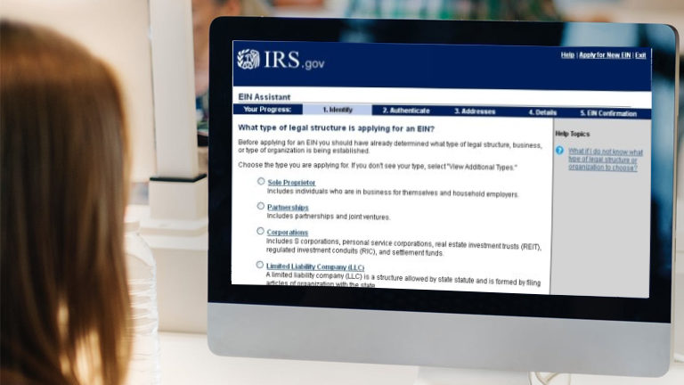 Woman looking at IRS website