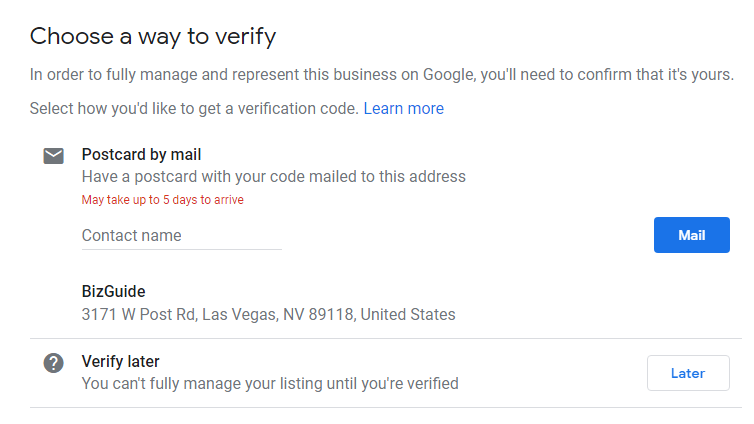 bizguide register your business on google verify registration