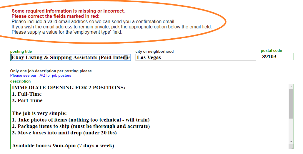 How to Create a Real Job Posting on Craigslist for your Las Vegas Business