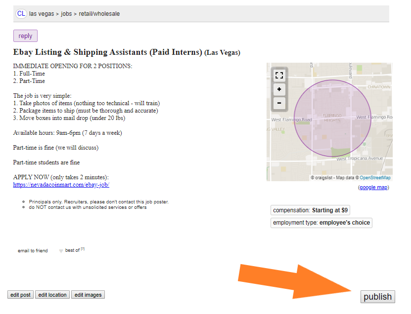 How to Create a Real Job Posting on Craigslist for your Las Vegas Business